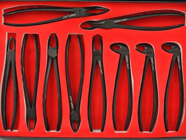 ست فورسپس 10 عددی مشکی دیمپلنت | DIMPLANT Dental Extraction Forceps set of 10 black